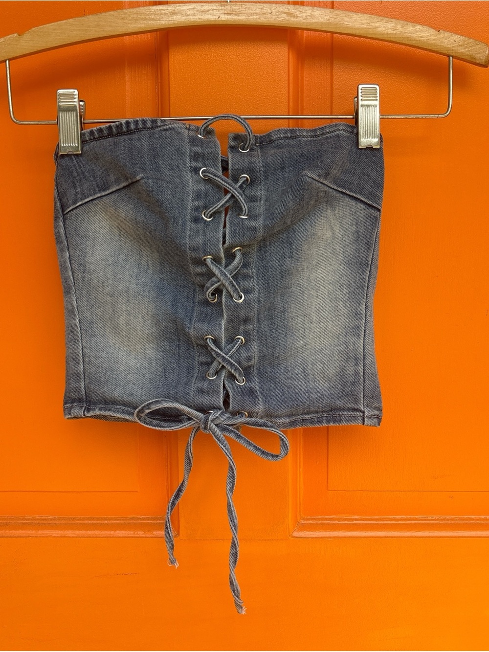 OUTCAST Denim Lace-Up Corset Top